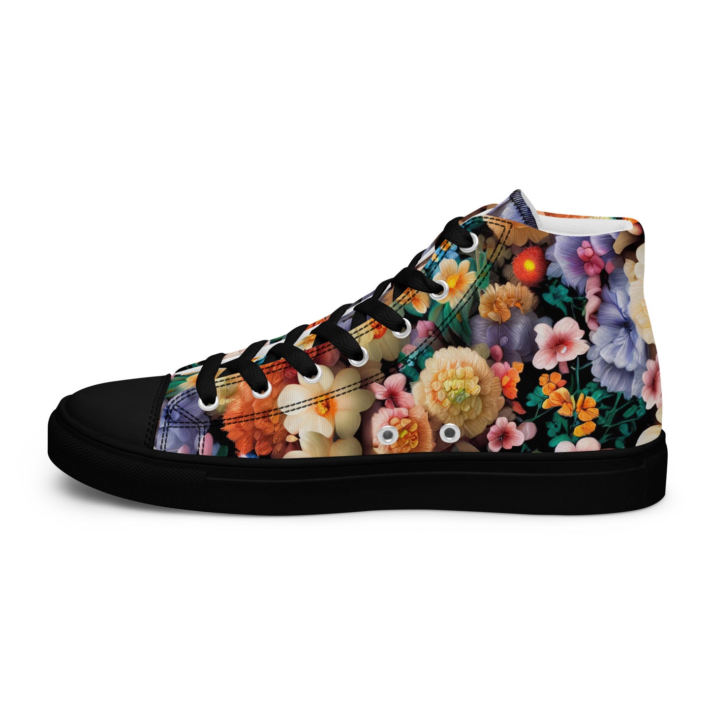 DMV 0302 Floral Women’s high top canvas shoes