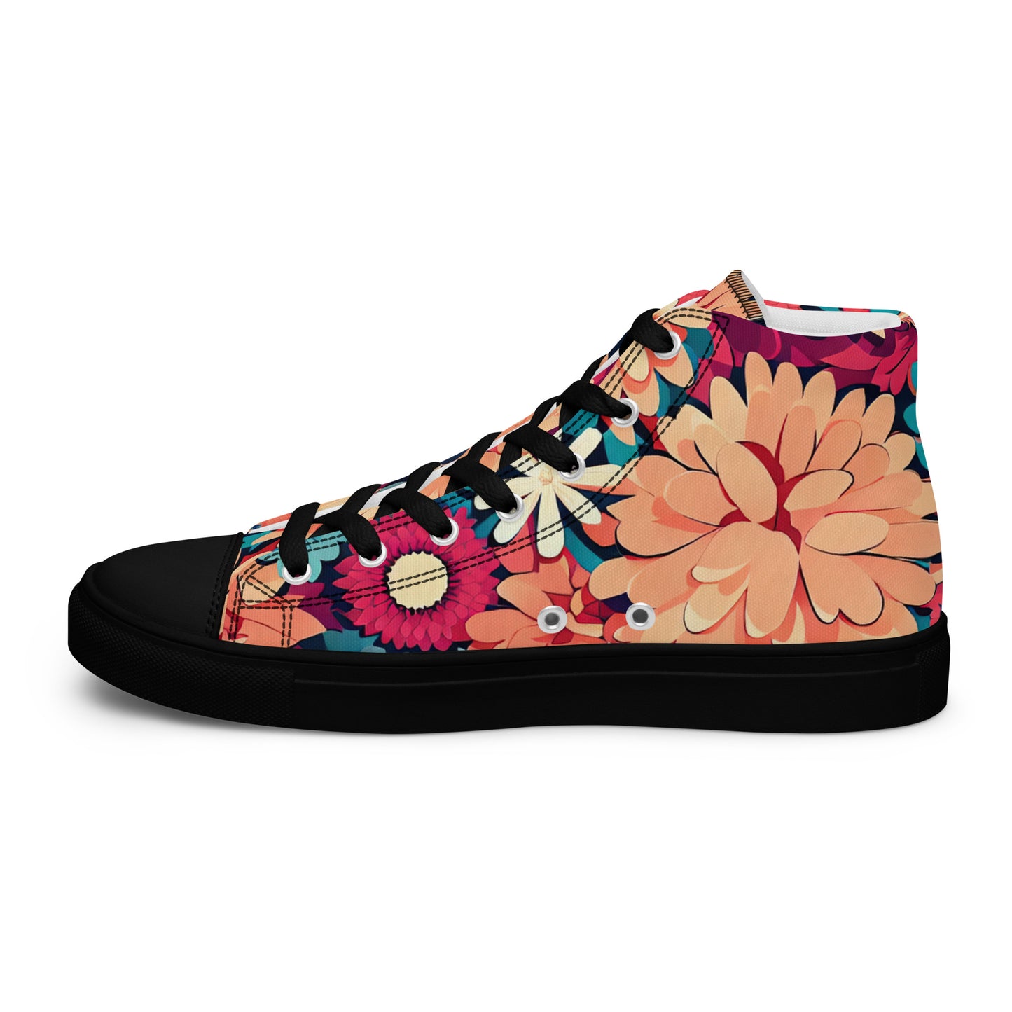 DMV 0293 Floral Women’s high top canvas shoes