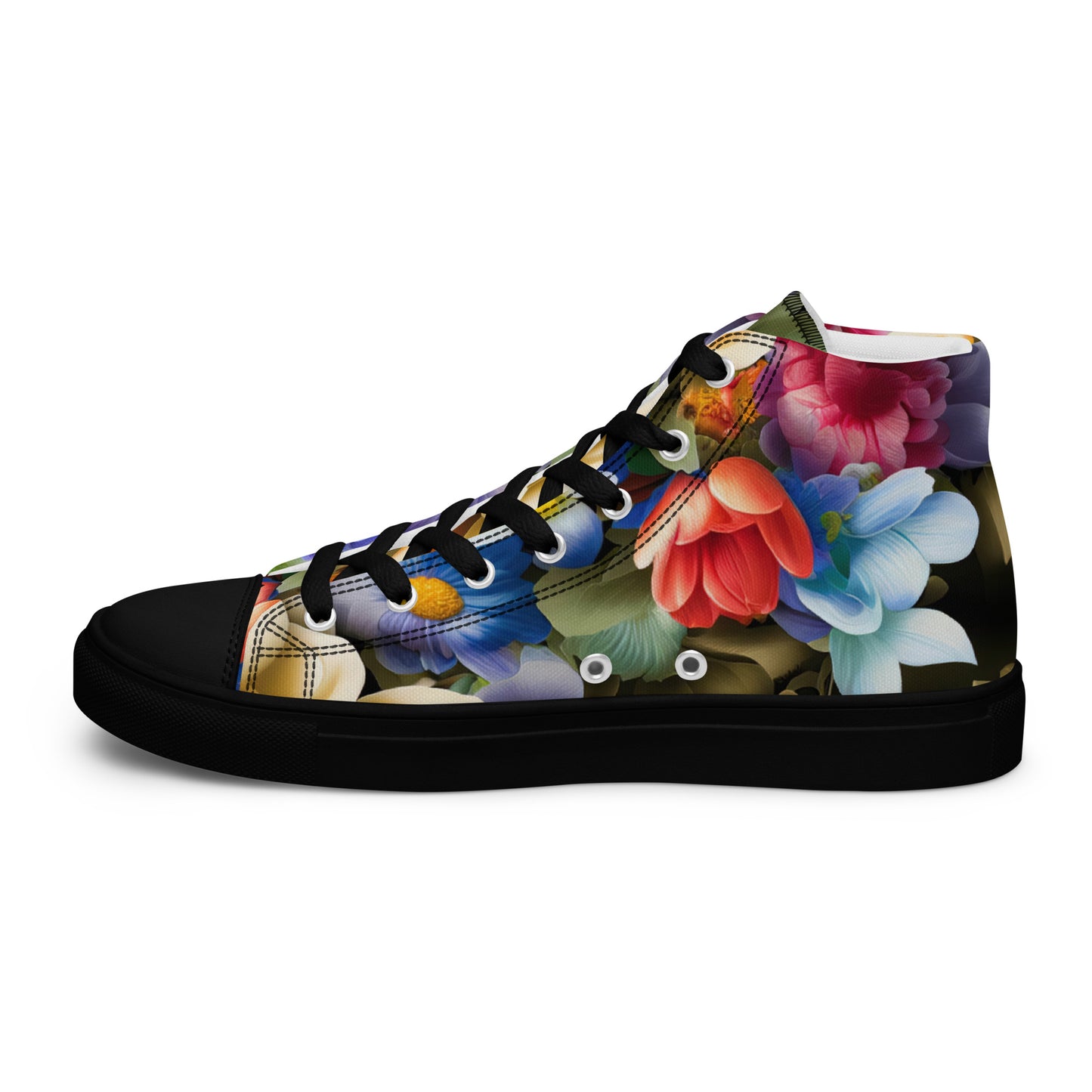 DMV 0268 Floral Women’s high top canvas shoes