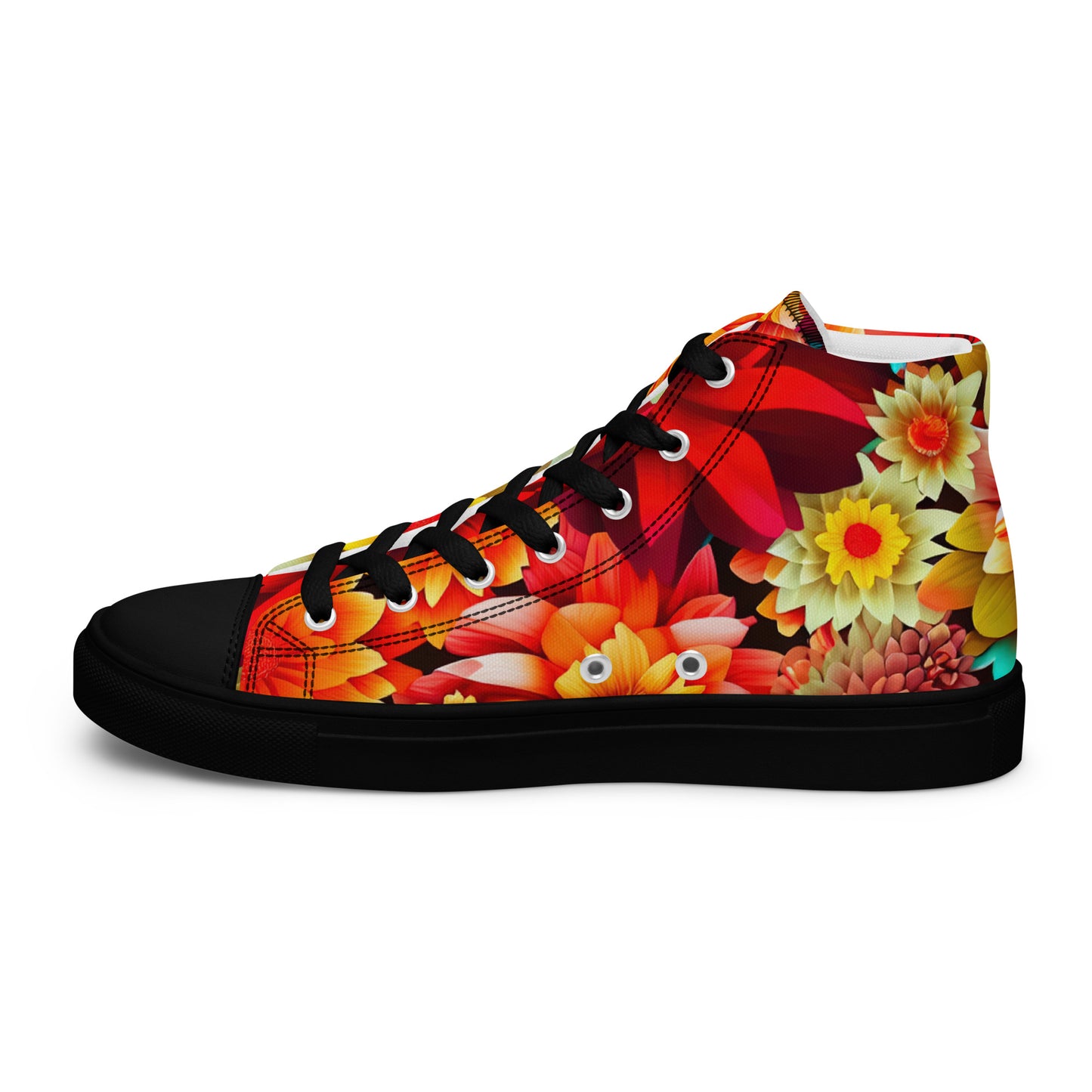 DMV 0419 Floral Women’s high top canvas shoes