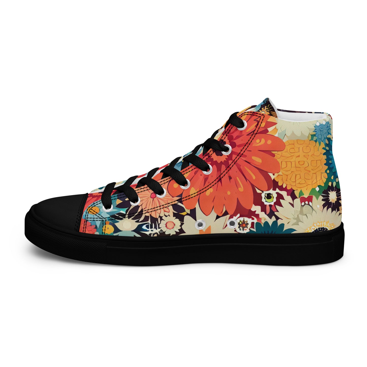 DMV 0984 Floral Women’s high top canvas shoes