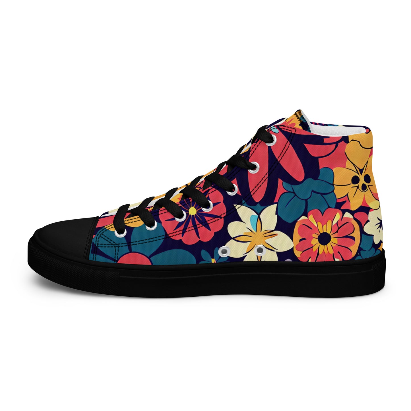 DMV 0392 Floral Women’s high top canvas shoes