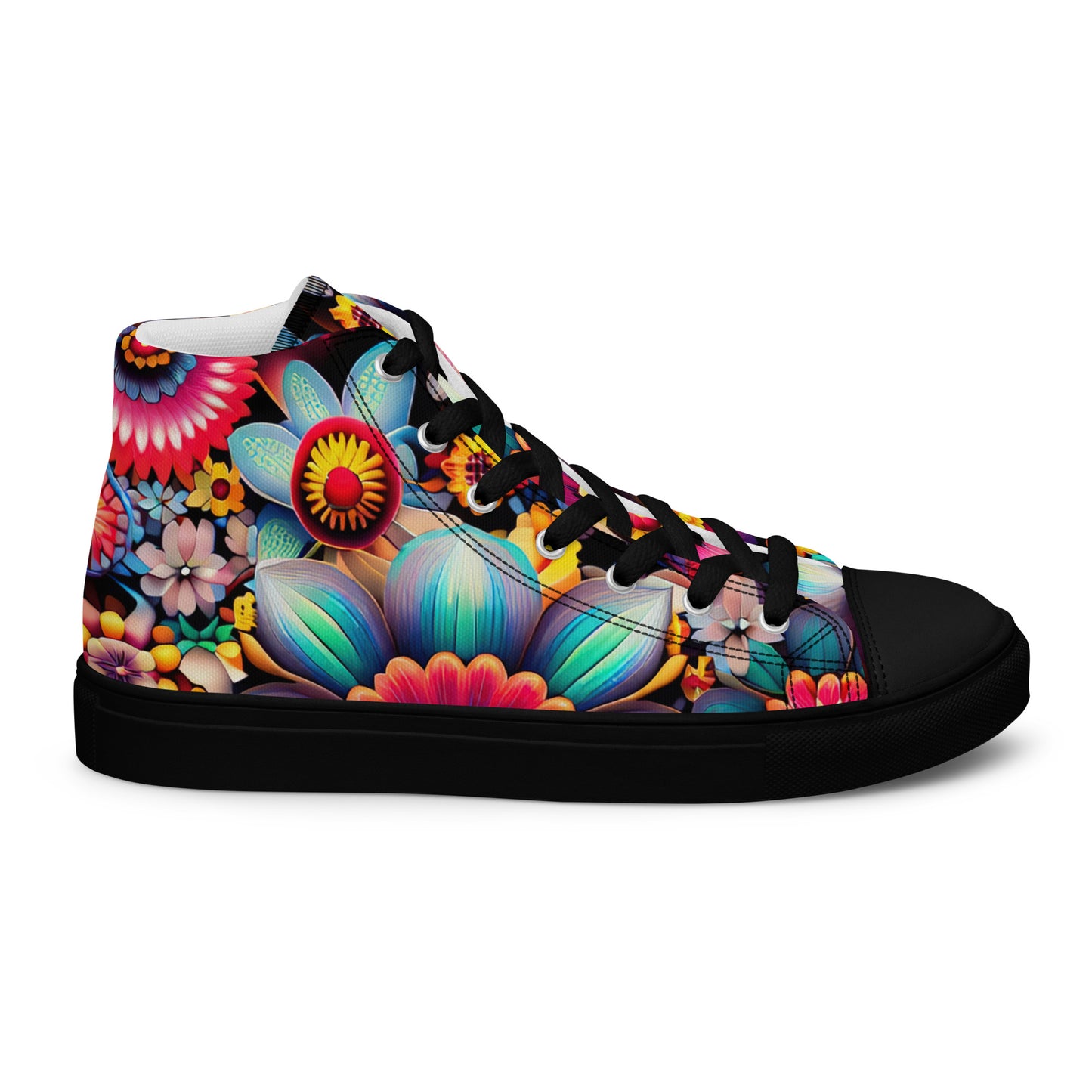 DMV 0219 Floral Women’s high top canvas shoes