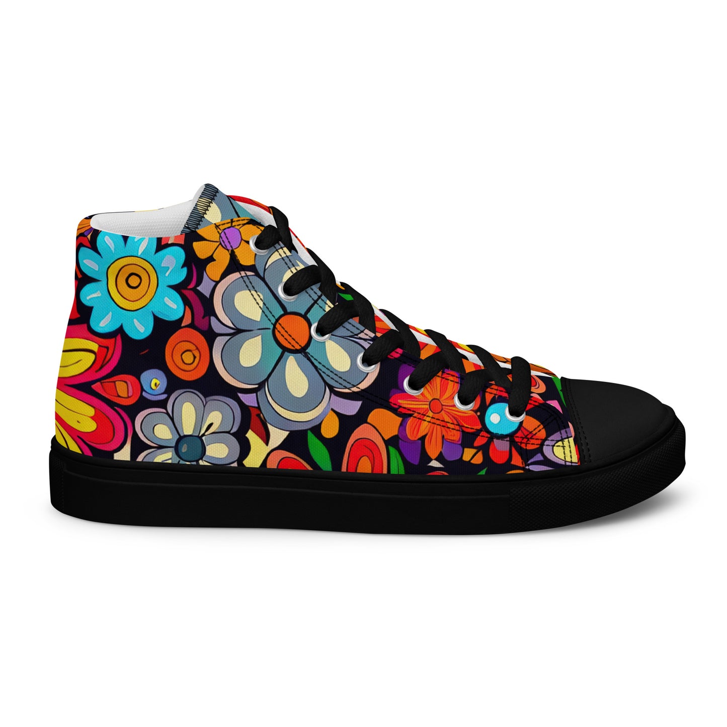 DMV 0018 Floral Women’s high top canvas shoes