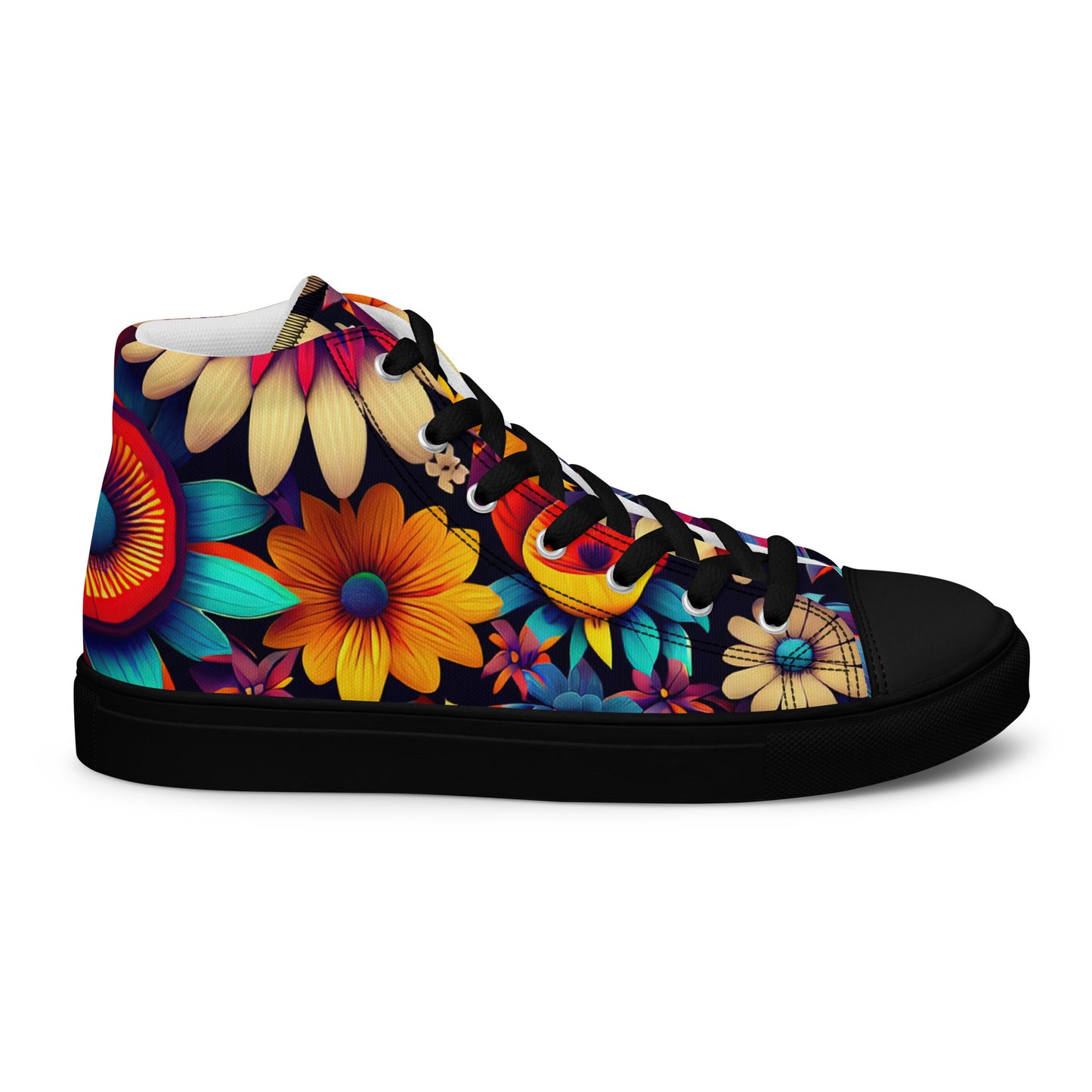 DMV 0080 Floral Women’s high top canvas shoes