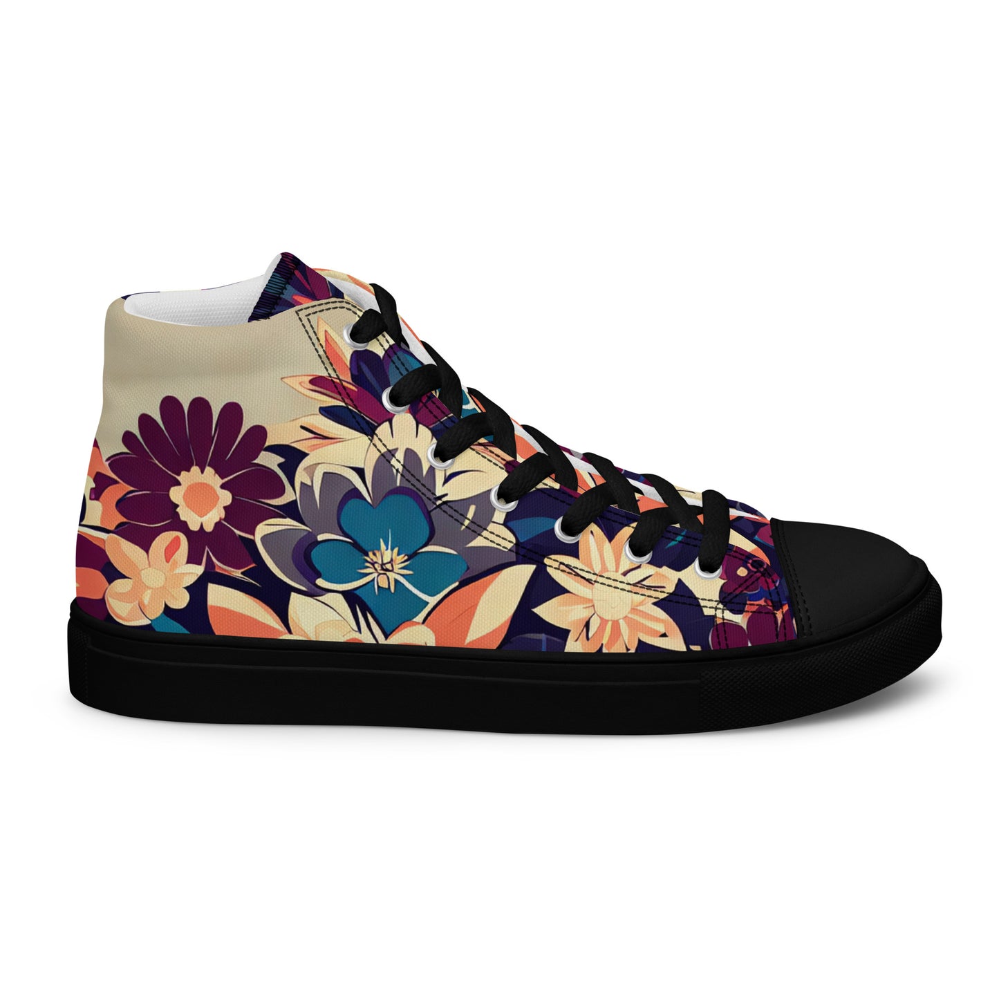 DMV 0253 Floral Women’s high top canvas shoes