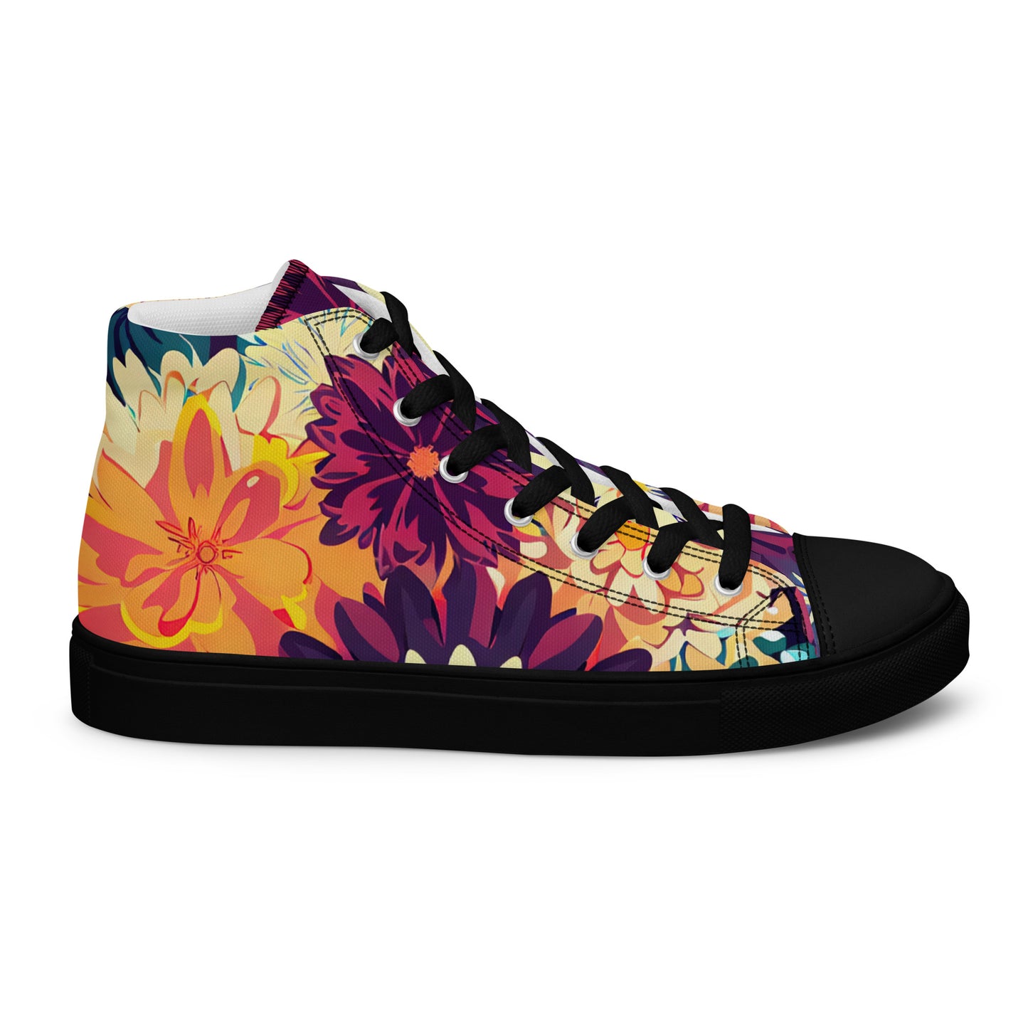 DMV 0097 Floral Women’s high top canvas shoes