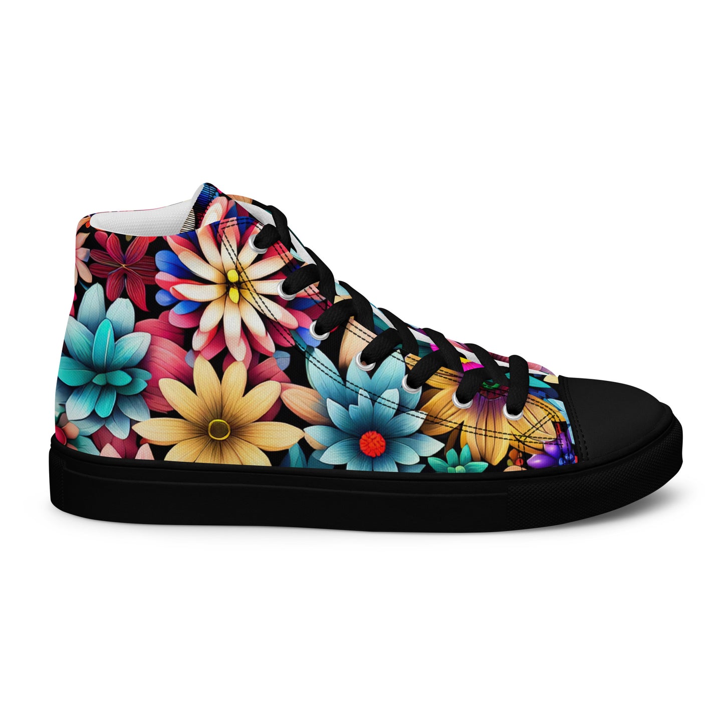 DMV 0265 Floral Women’s high top canvas shoes