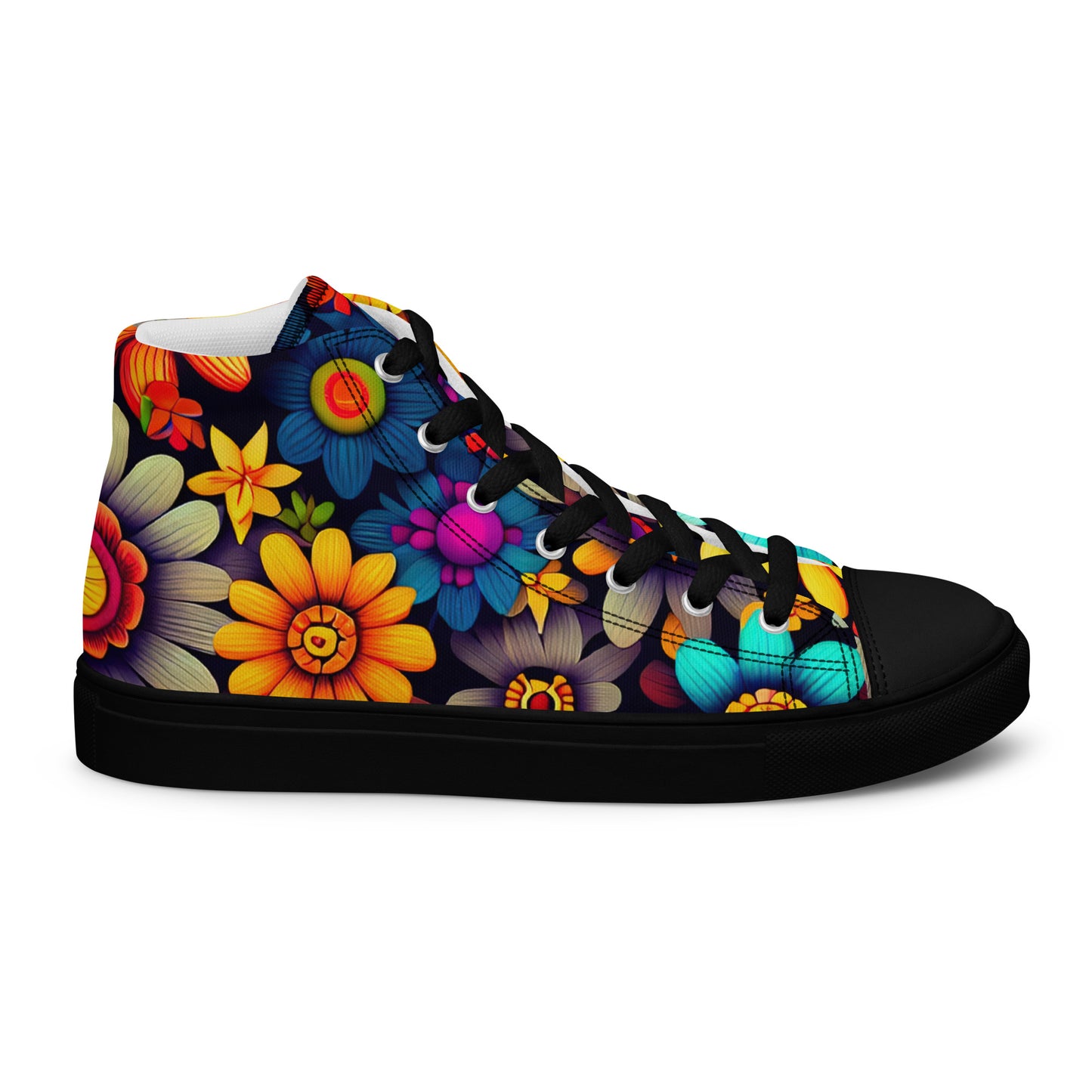 DMV 0158 Floral Women’s high top canvas shoes