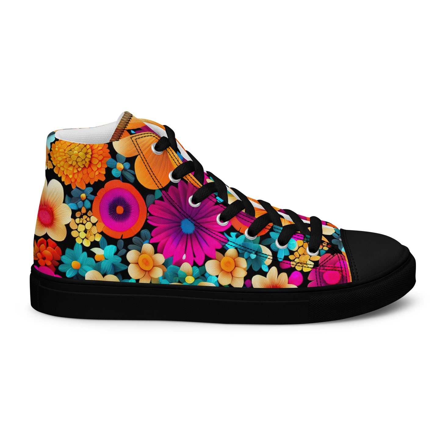 DMV 0259 Floral Women’s high top canvas shoes