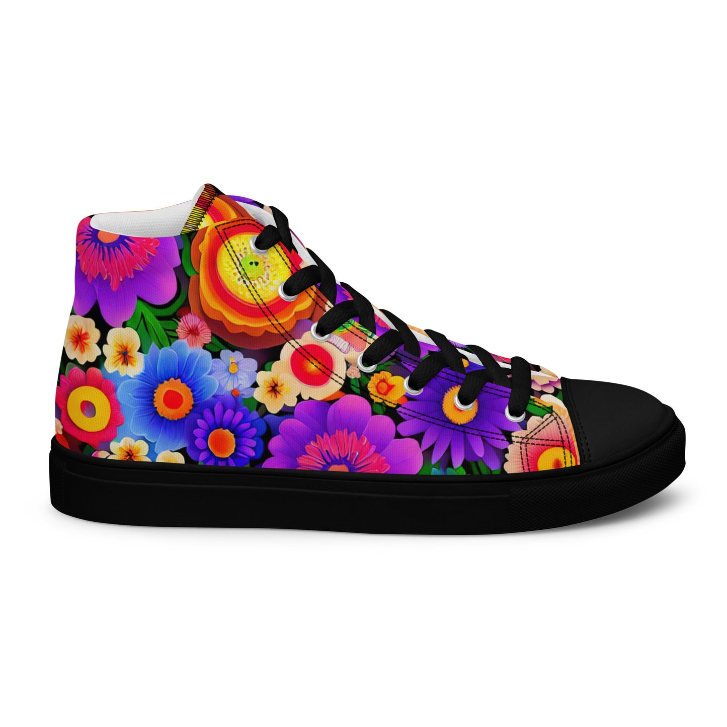 DMV 0309 Floral Women’s high top canvas shoes