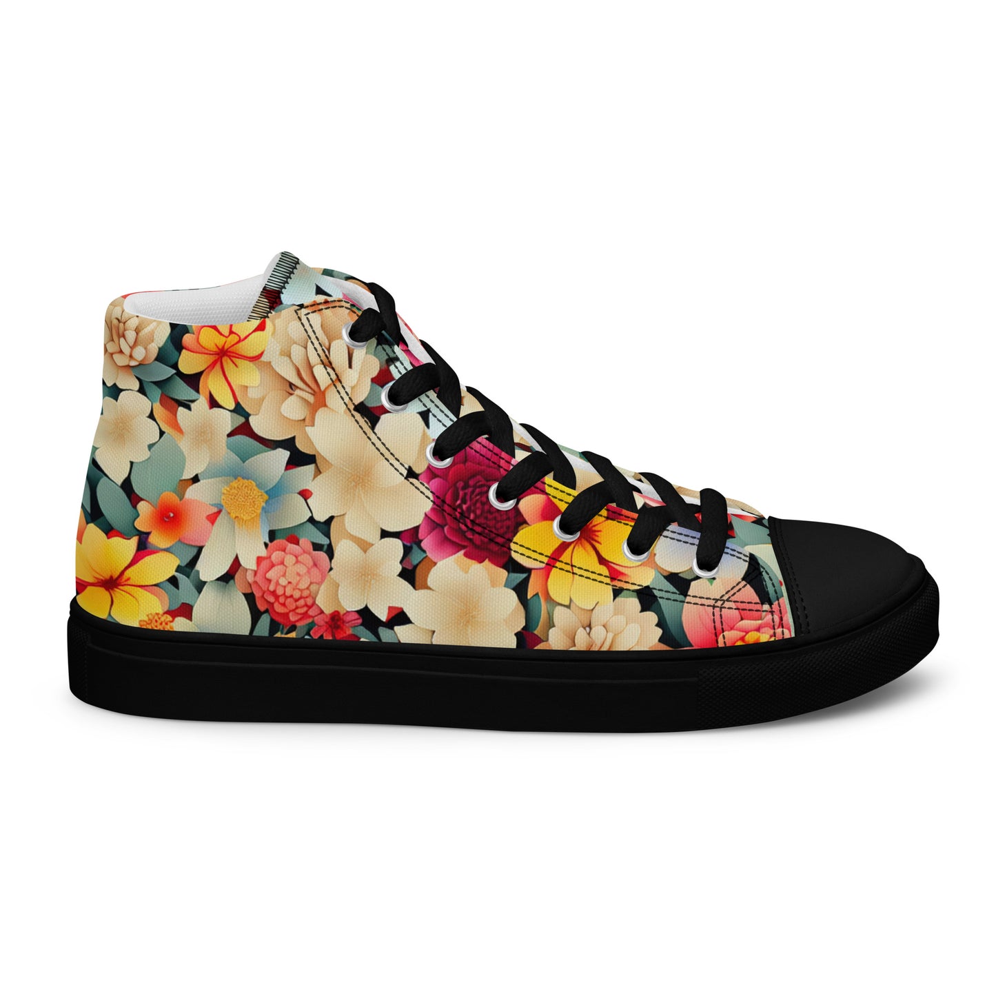 DMV 0260 Floral Women’s high top canvas shoes