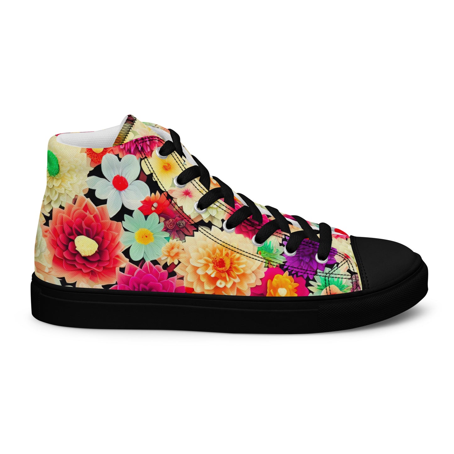 DMV 0424 Floral Women’s high top canvas shoes