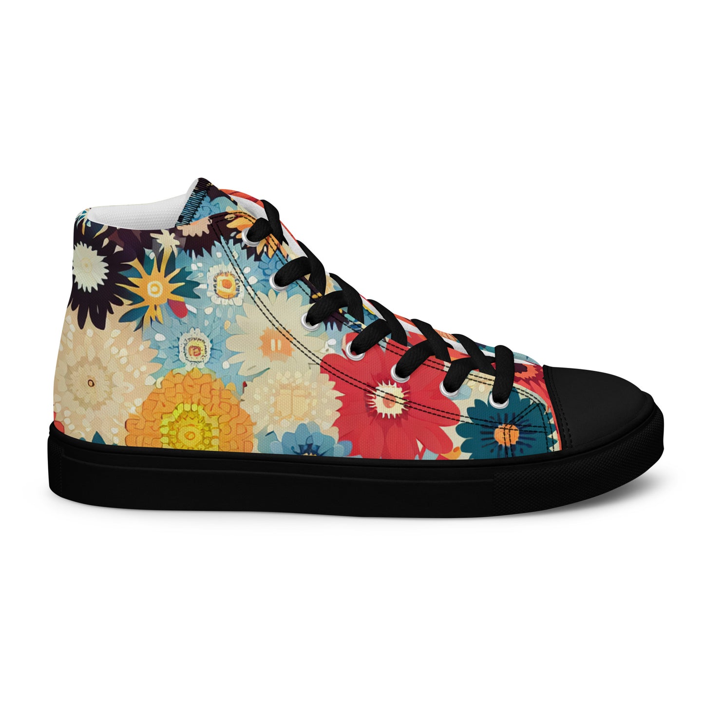 DMV 0984 Floral Women’s high top canvas shoes