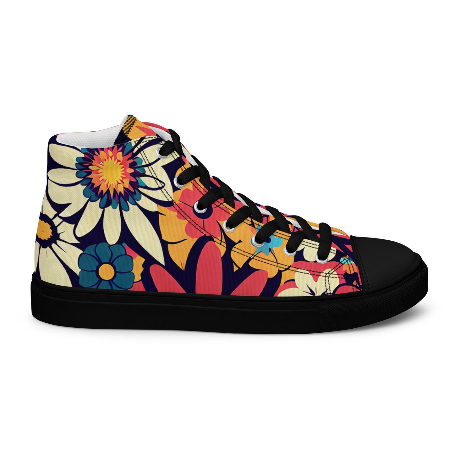 DMV 0392 Floral Women’s high top canvas shoes