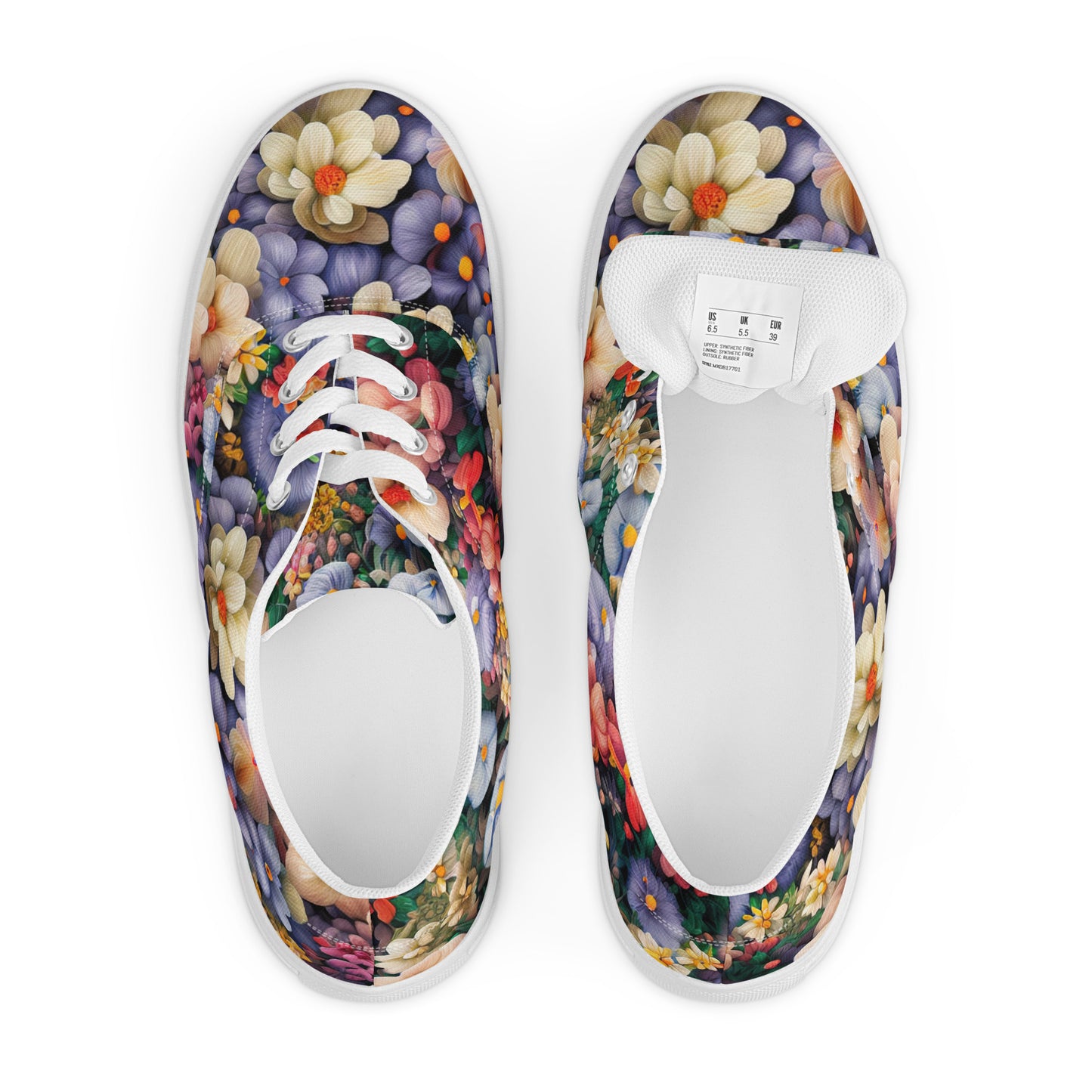 DMV 0114 Floral Women’s lace-up canvas shoes