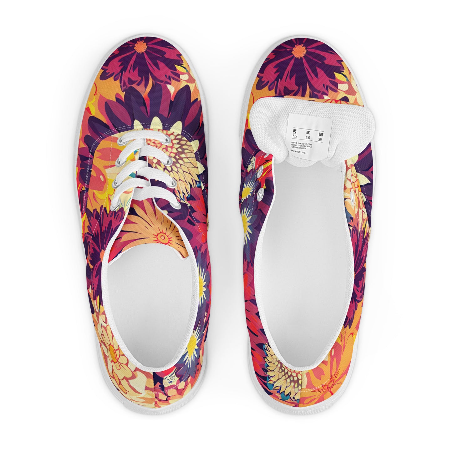 DMV 0097 Floral Women’s lace-up canvas shoes