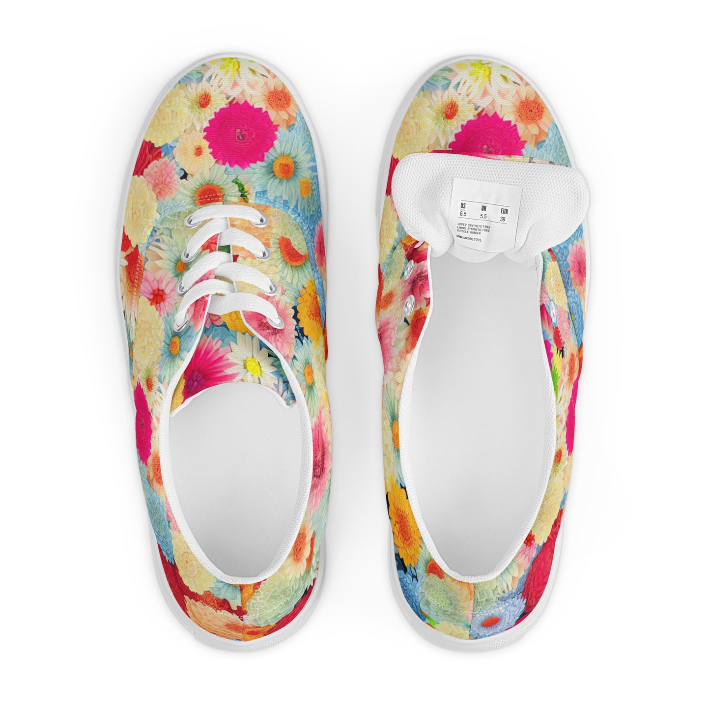 DMV 0106 Floral Women’s lace-up canvas shoes