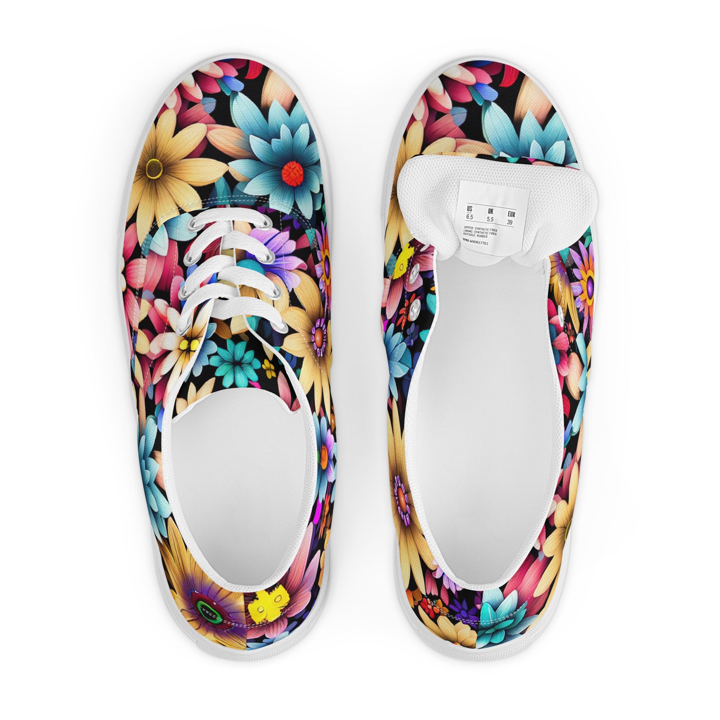 DMV 0265 Floral Women’s lace-up canvas shoes