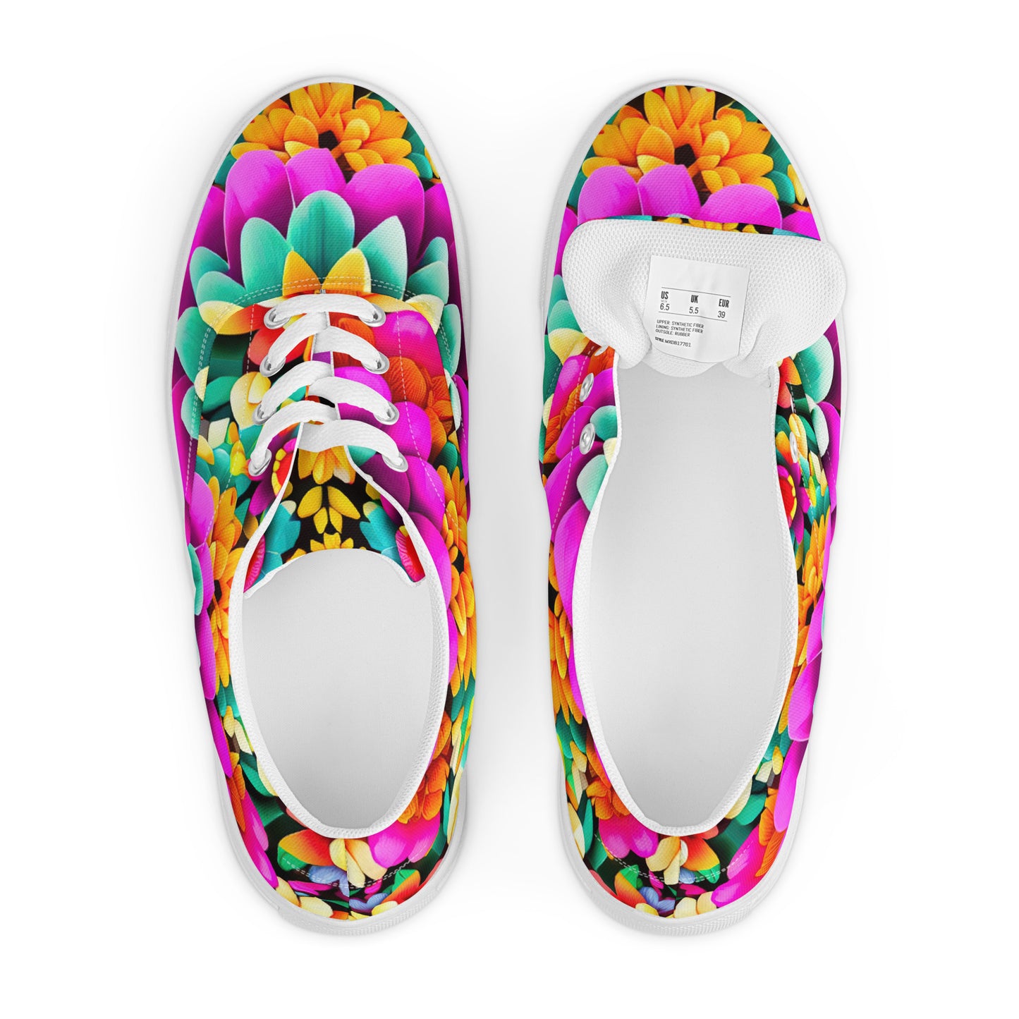 DMV 0250 Floral Women’s lace-up canvas shoes