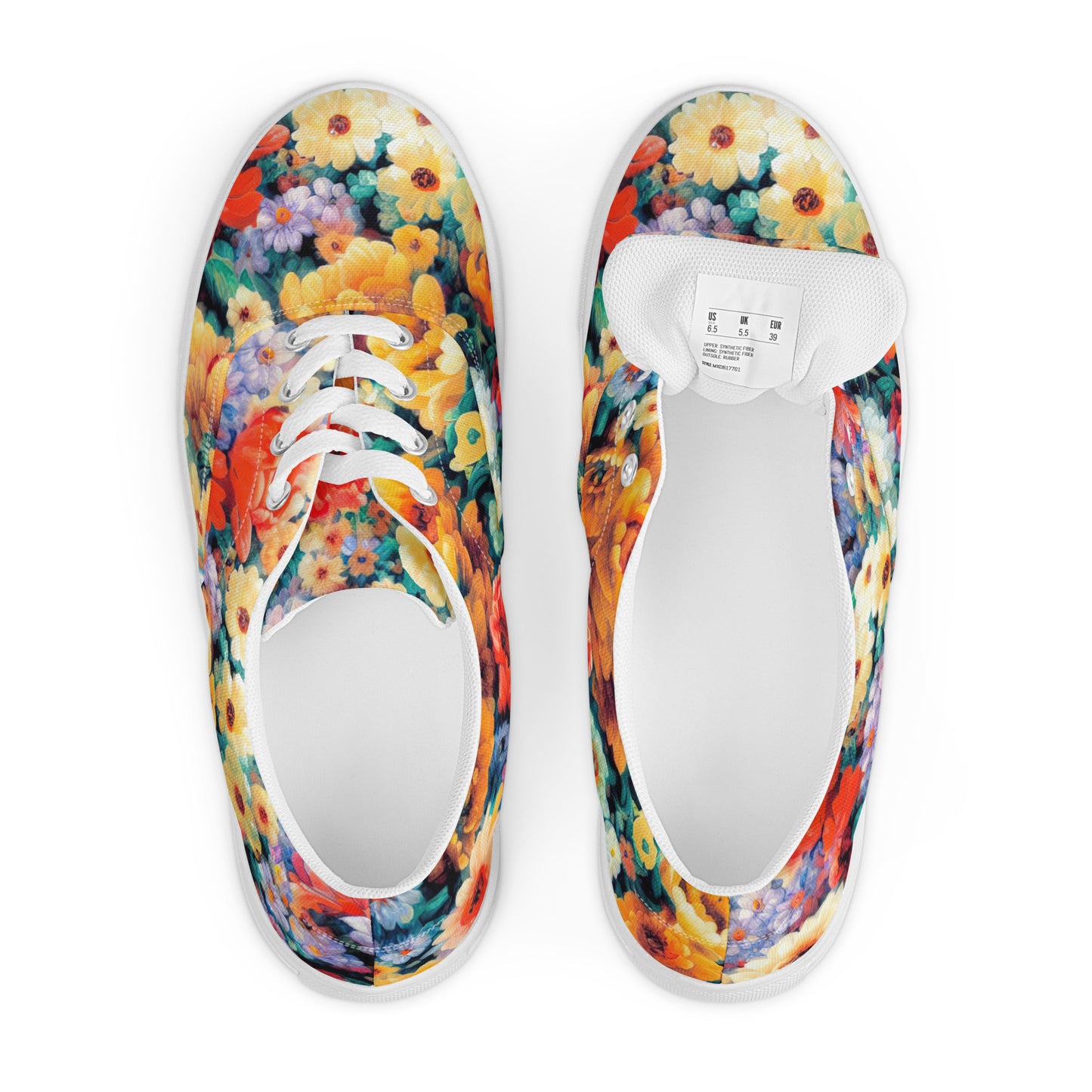 DMV 0146 Floral Women’s lace-up canvas shoes