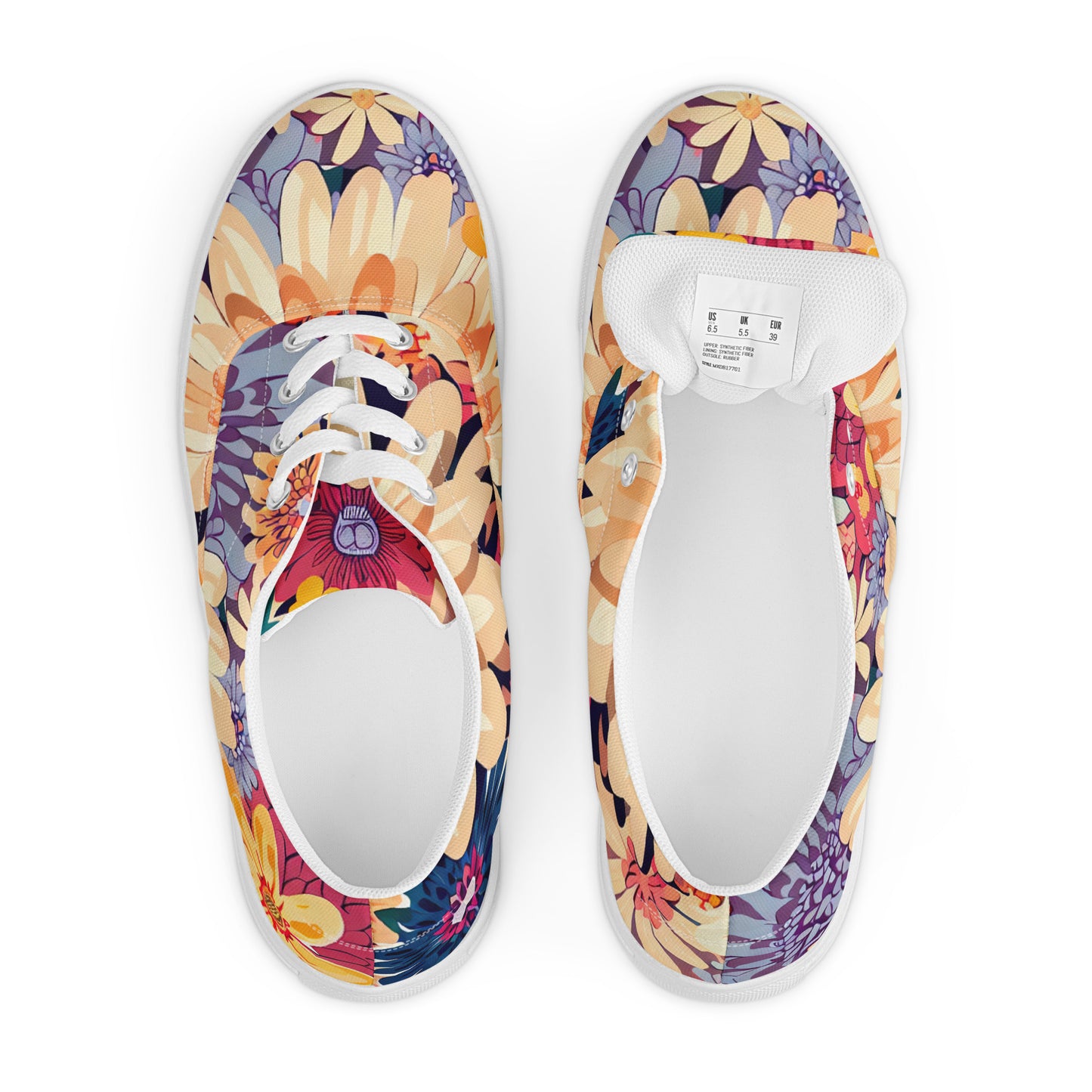 DMV 0137 Floral Women’s lace-up canvas shoes