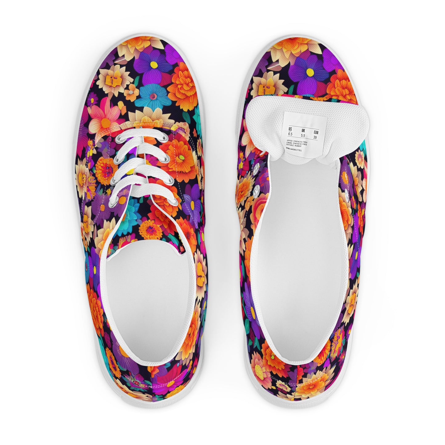 DMV 0192 Floral Women’s lace-up canvas shoes