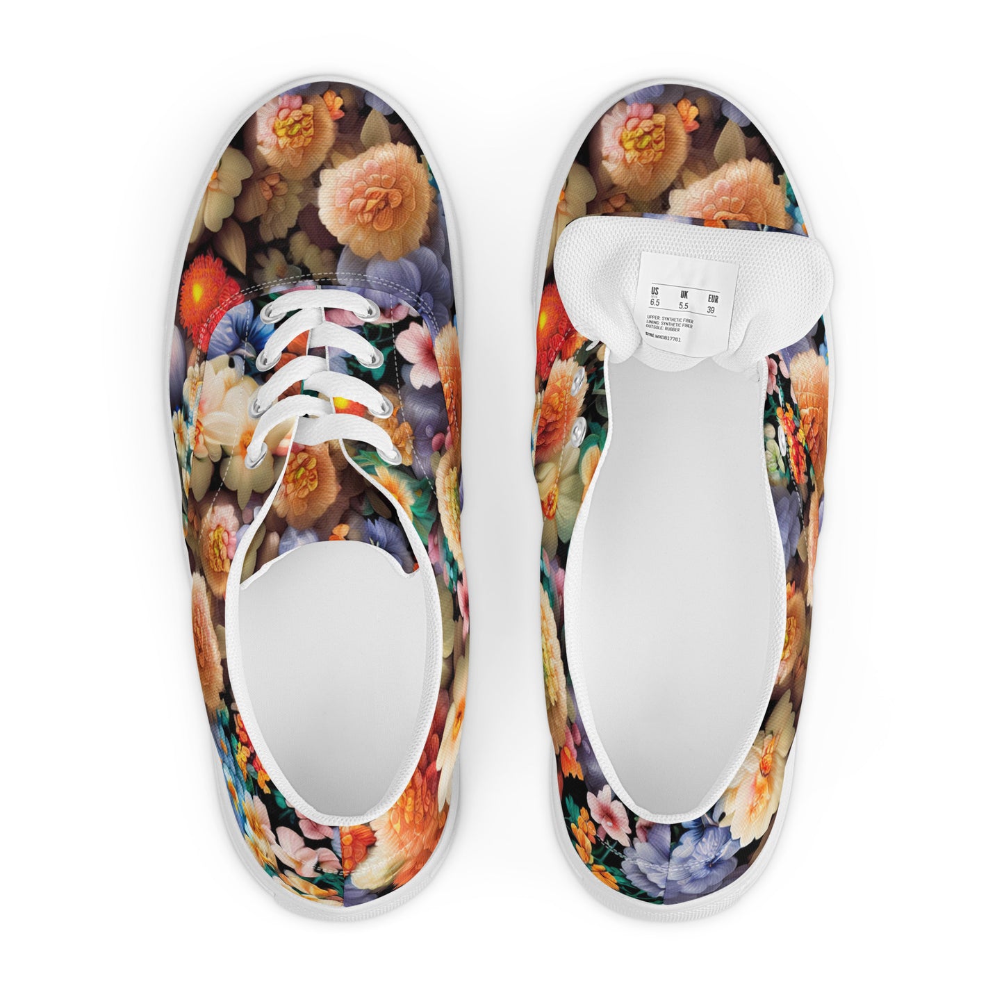 DMV 0302 Floral Women’s lace-up canvas shoes