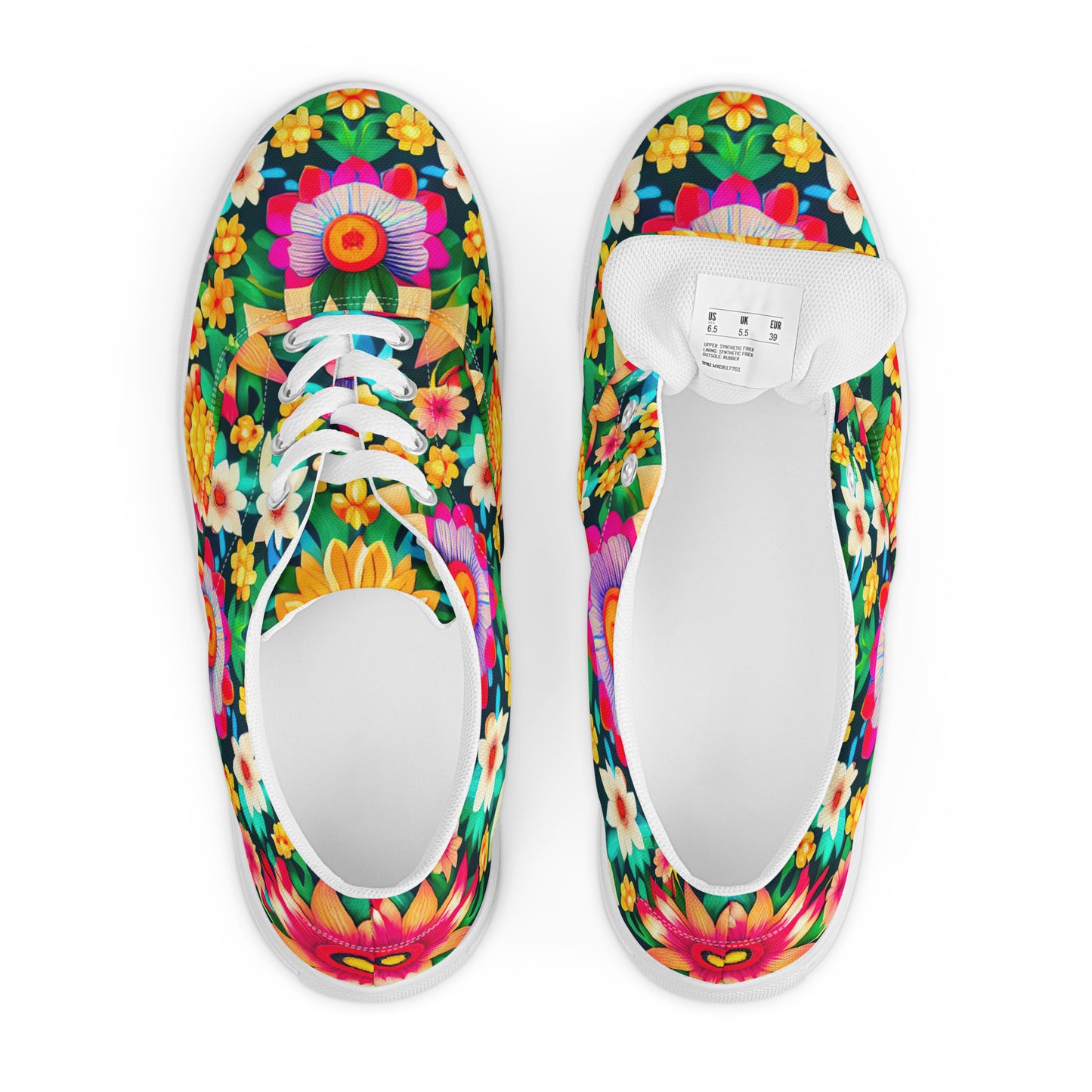 DMV 0193 Floral Women’s lace-up canvas shoes