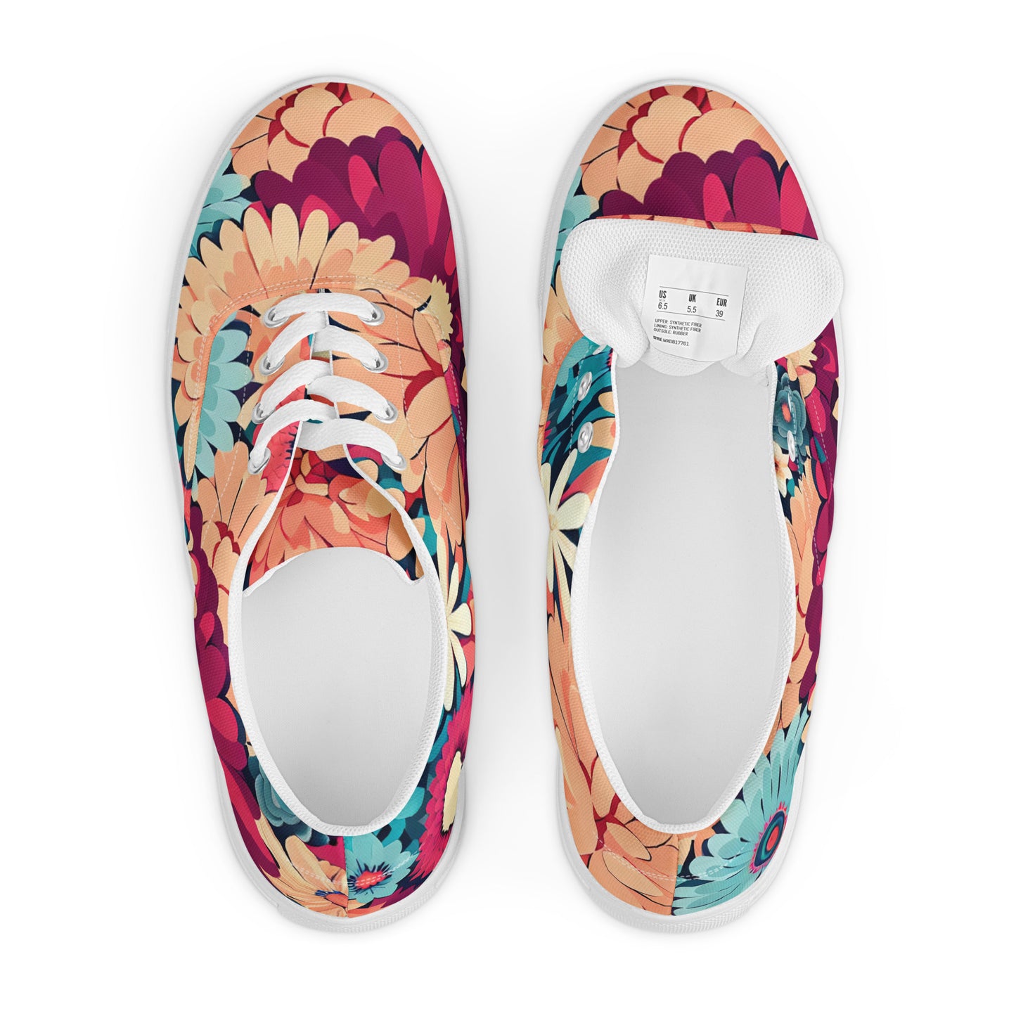 DMV 0293 Floral Women’s lace-up canvas shoes