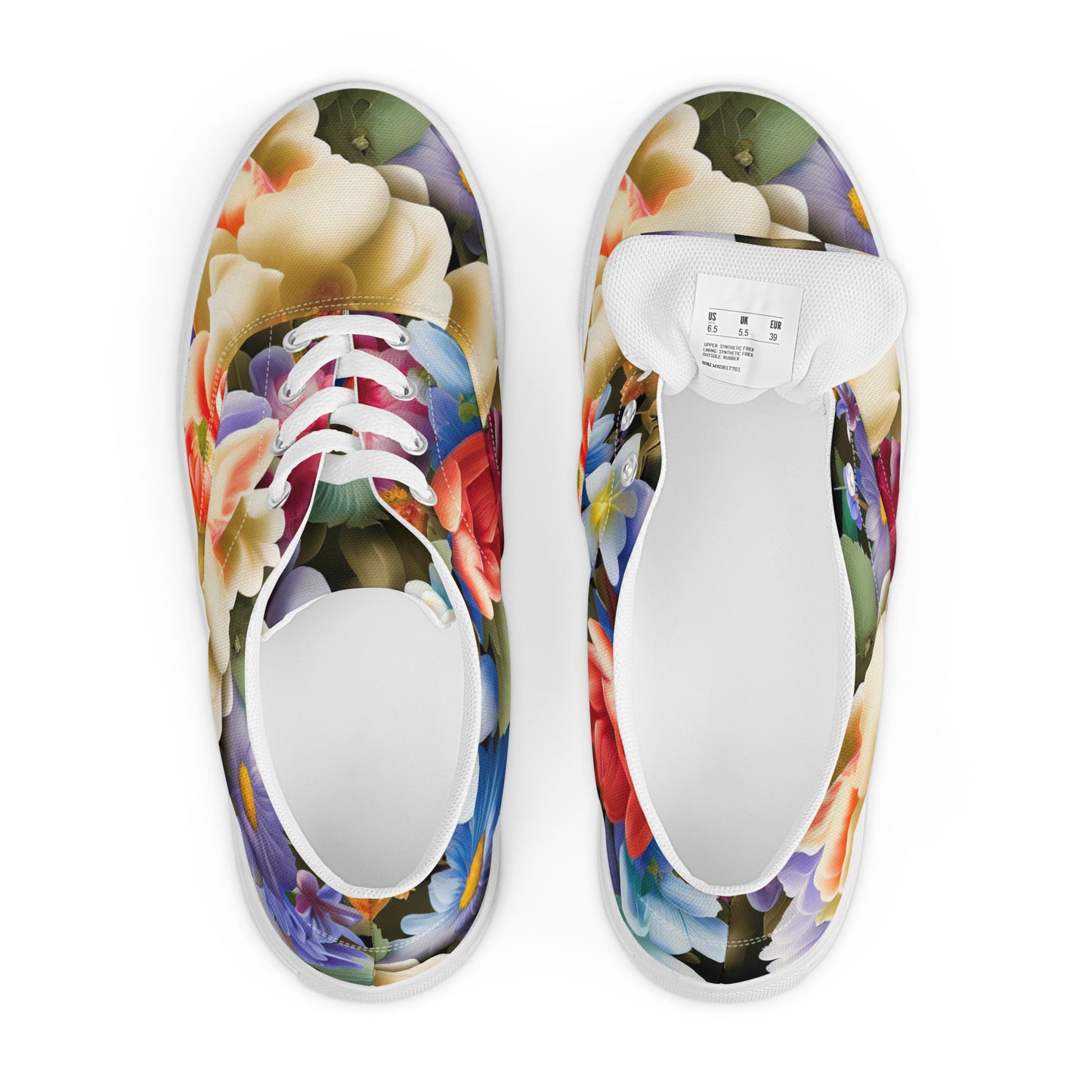 DMV 0268 Floral Women’s lace-up canvas shoes