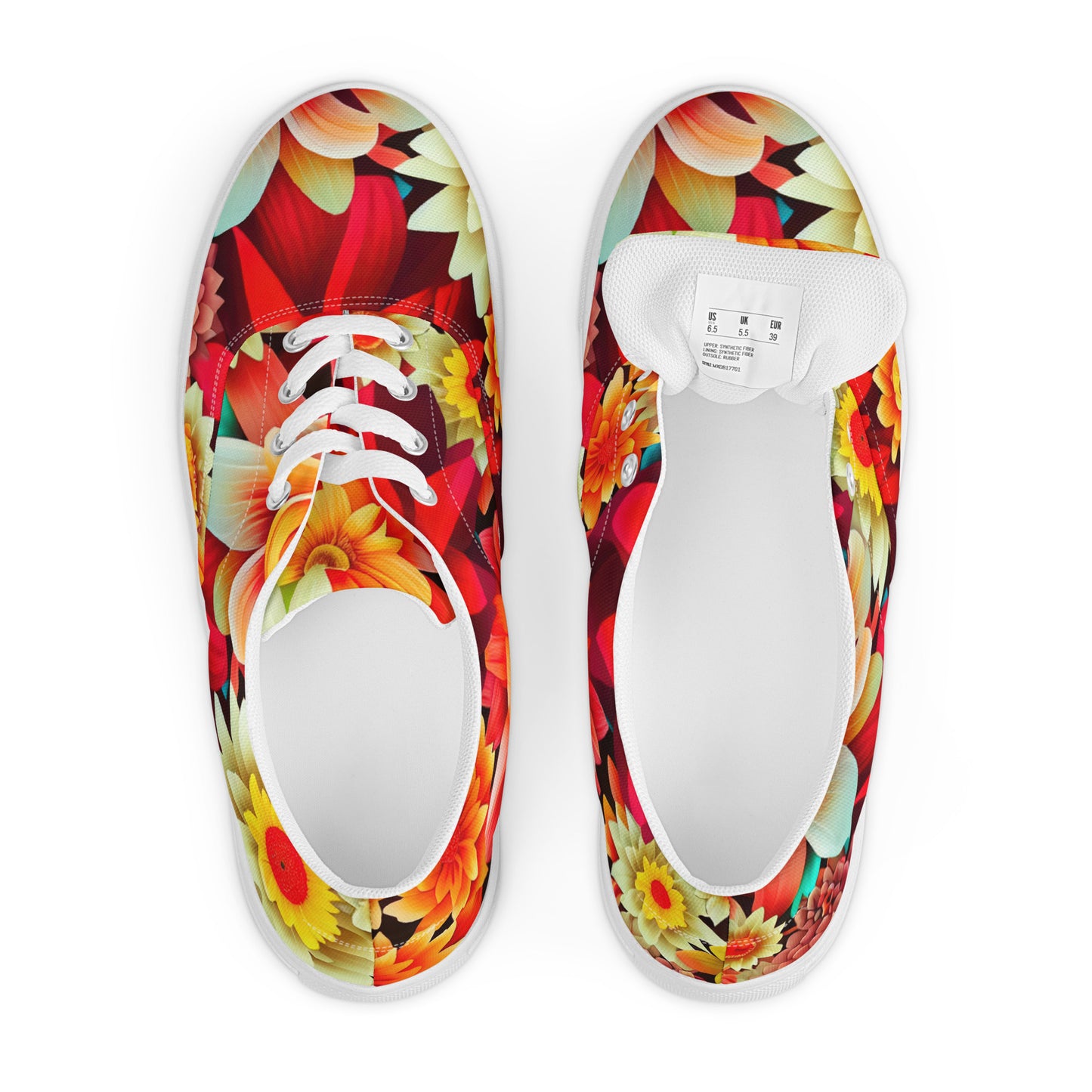 DMV 0419 Floral Women’s lace-up canvas shoes