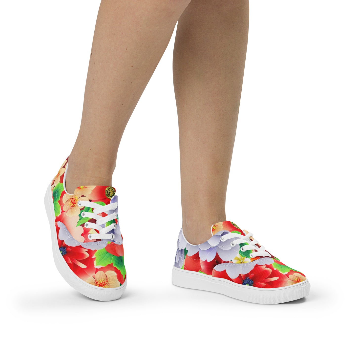 DMV 0035 Floral Women’s lace-up canvas shoes