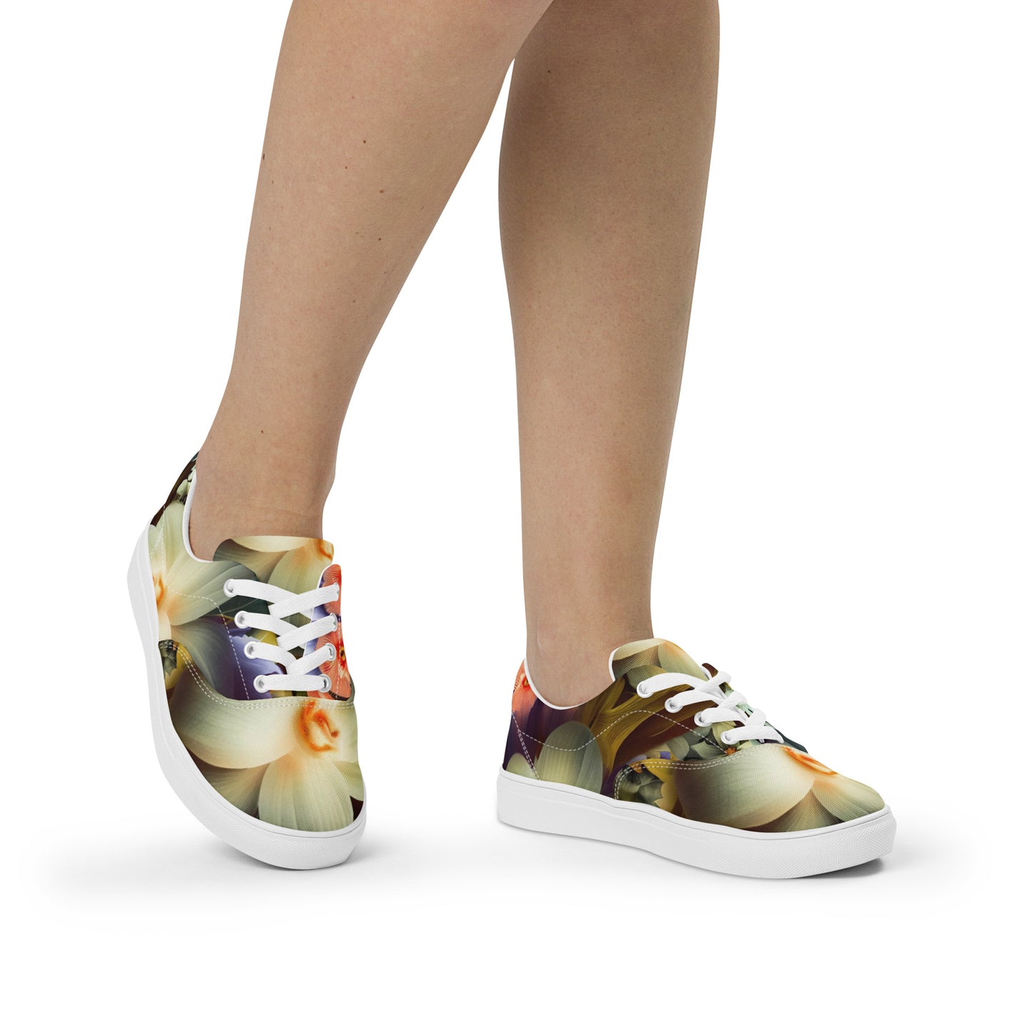 DMV 0125 Floral Women’s lace-up canvas shoes