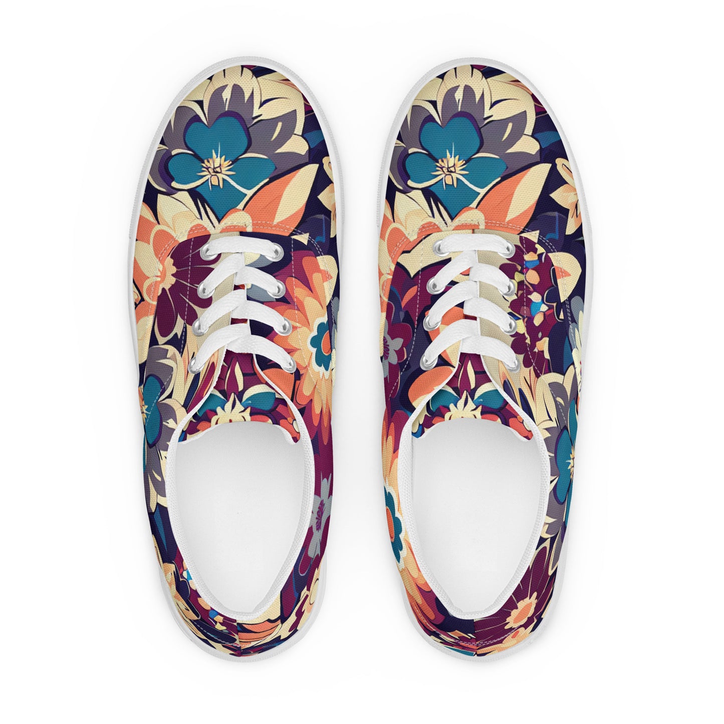 DMV 0253 Floral Women’s lace-up canvas shoes