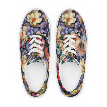 DMV 0114 Floral Women’s lace-up canvas shoes