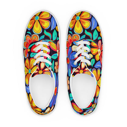 DMV 0257 Floral Women’s lace-up canvas shoes