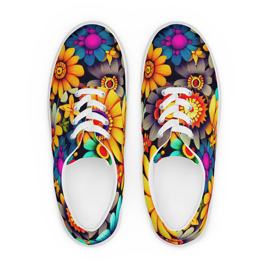 DMV 0158 Floral Women’s lace-up canvas shoes