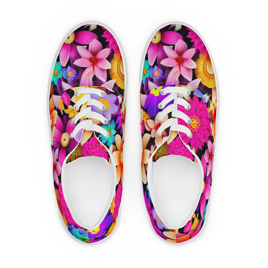 DMV 0136 Floral Women’s lace-up canvas shoes