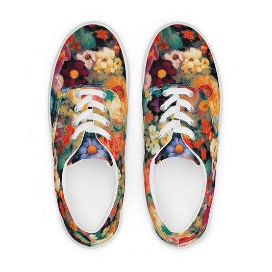 DMV 0150 Floral Women’s lace-up canvas shoes