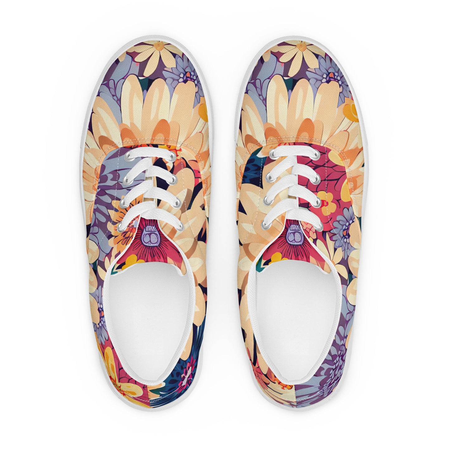 DMV 0137 Floral Women’s lace-up canvas shoes