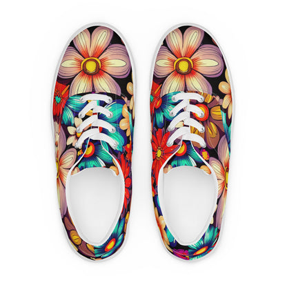 DMV 0197 Floral Women’s lace-up canvas shoes