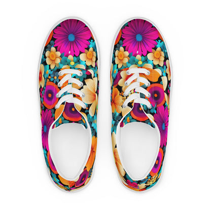 DMV 0259 Floral Women’s lace-up canvas shoes