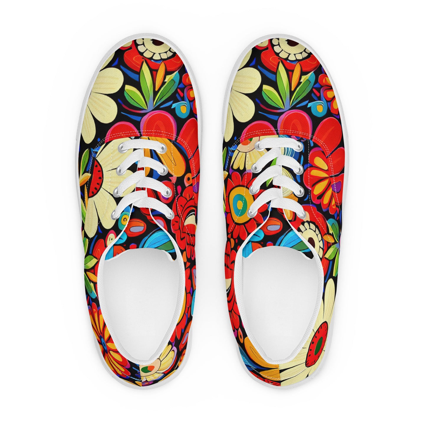 DMV 0178 Floral Women’s lace-up canvas shoes