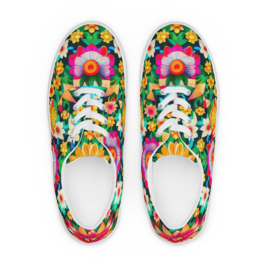 DMV 0193 Floral Women’s lace-up canvas shoes