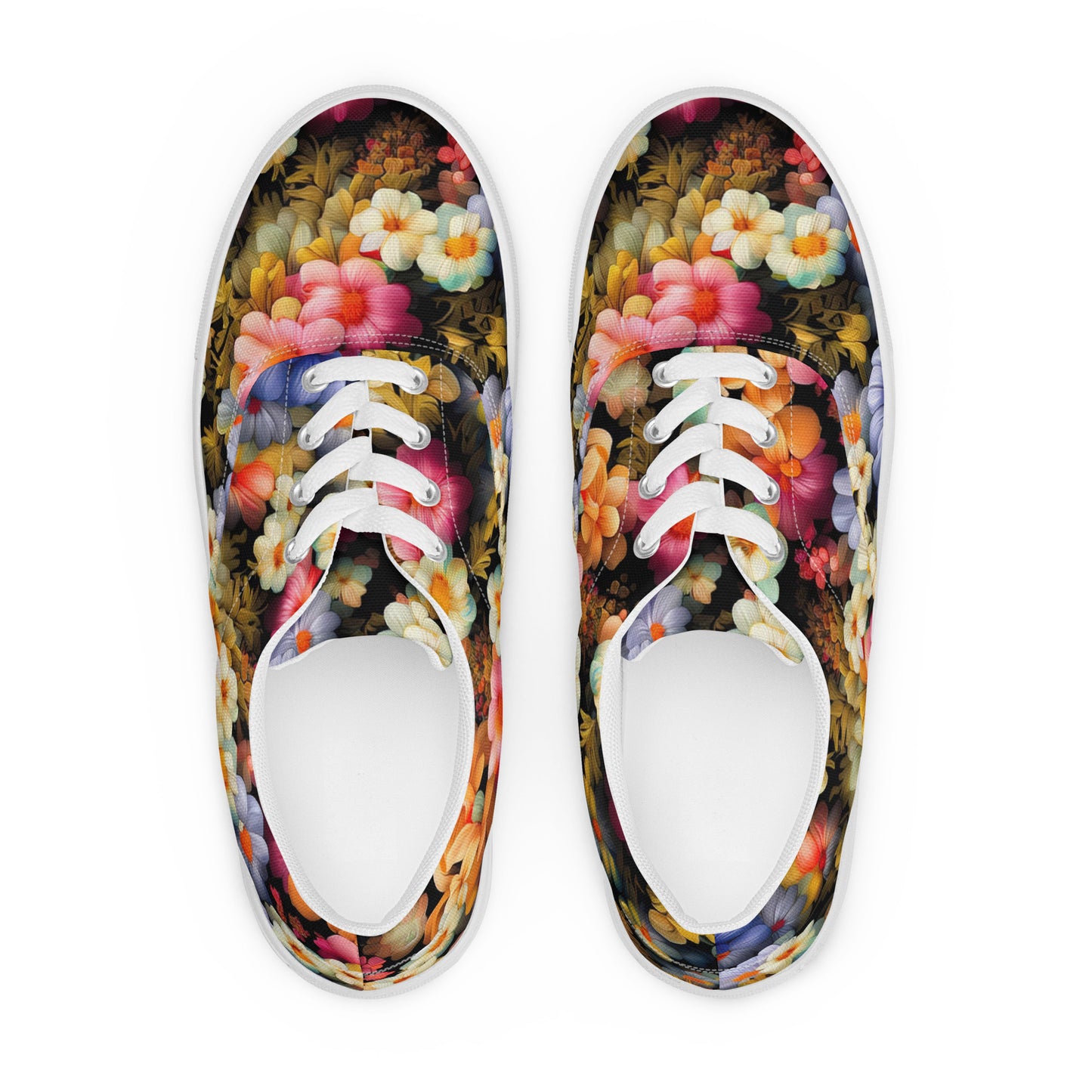 DMV 1522 Floral Women’s lace-up canvas shoes