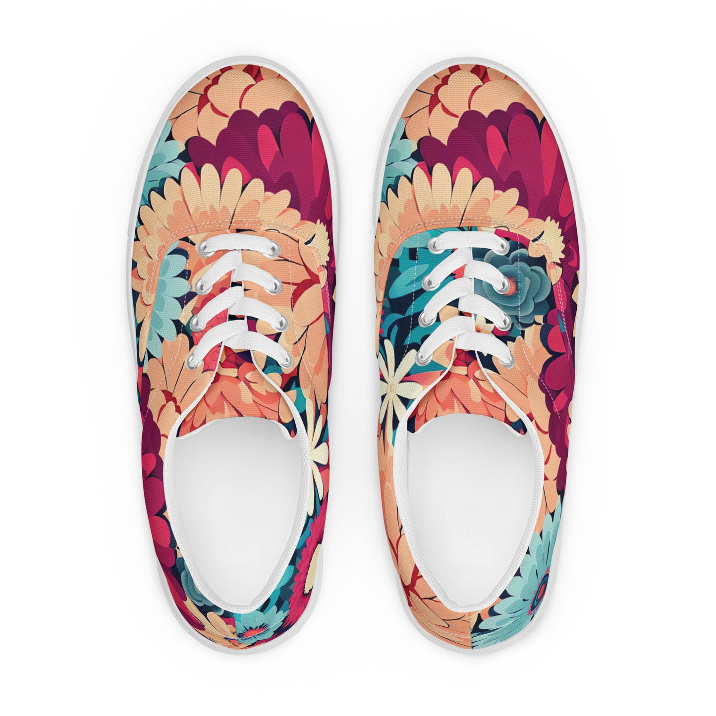 DMV 0293 Floral Women’s lace-up canvas shoes