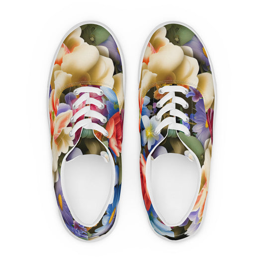 DMV 0268 Floral Women’s lace-up canvas shoes