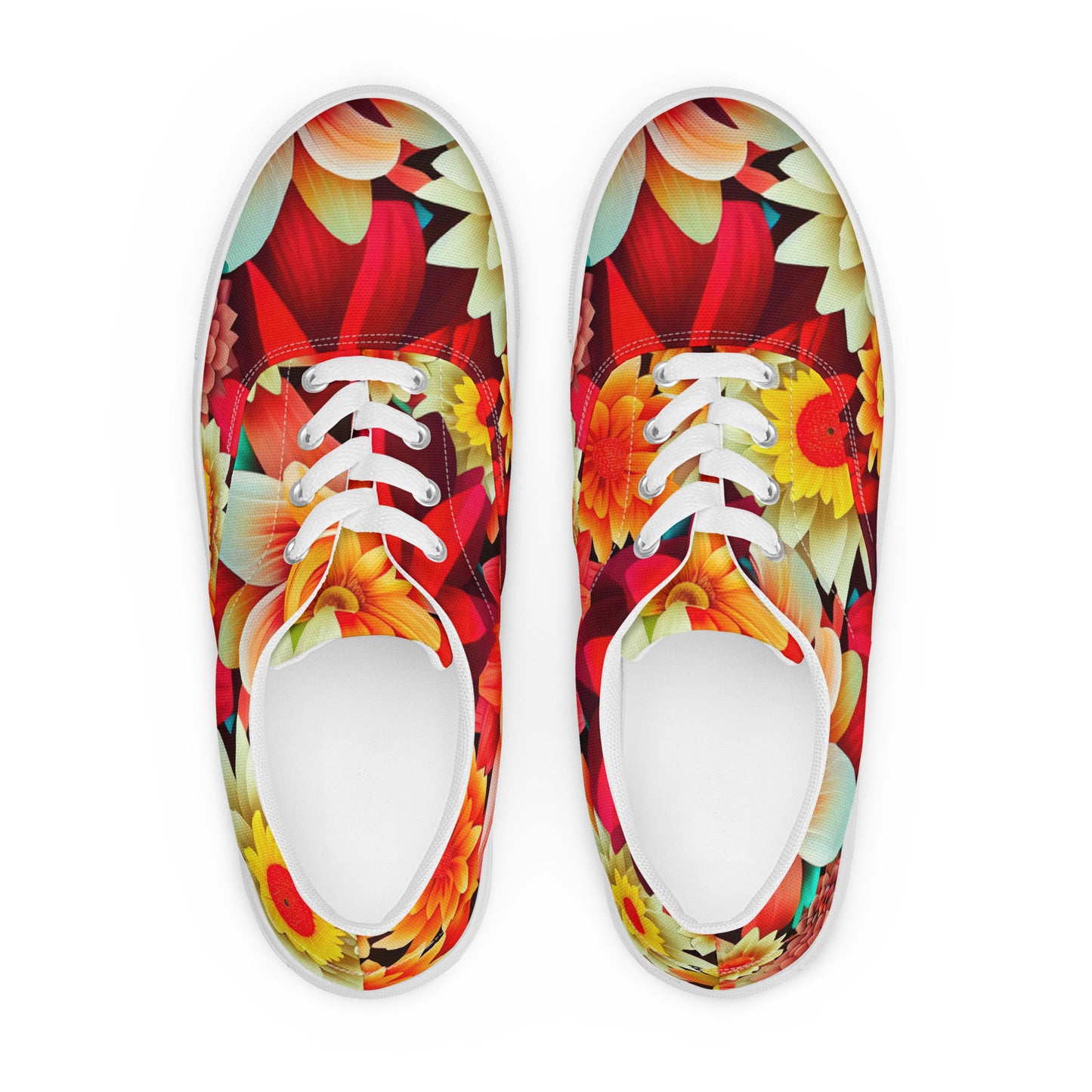 DMV 0419 Floral Women’s lace-up canvas shoes