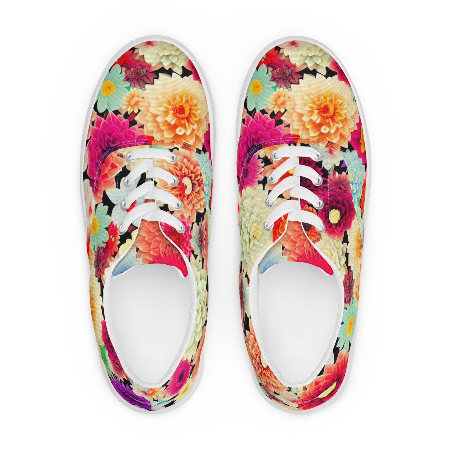 DMV 0424 Floral Women’s lace-up canvas shoes